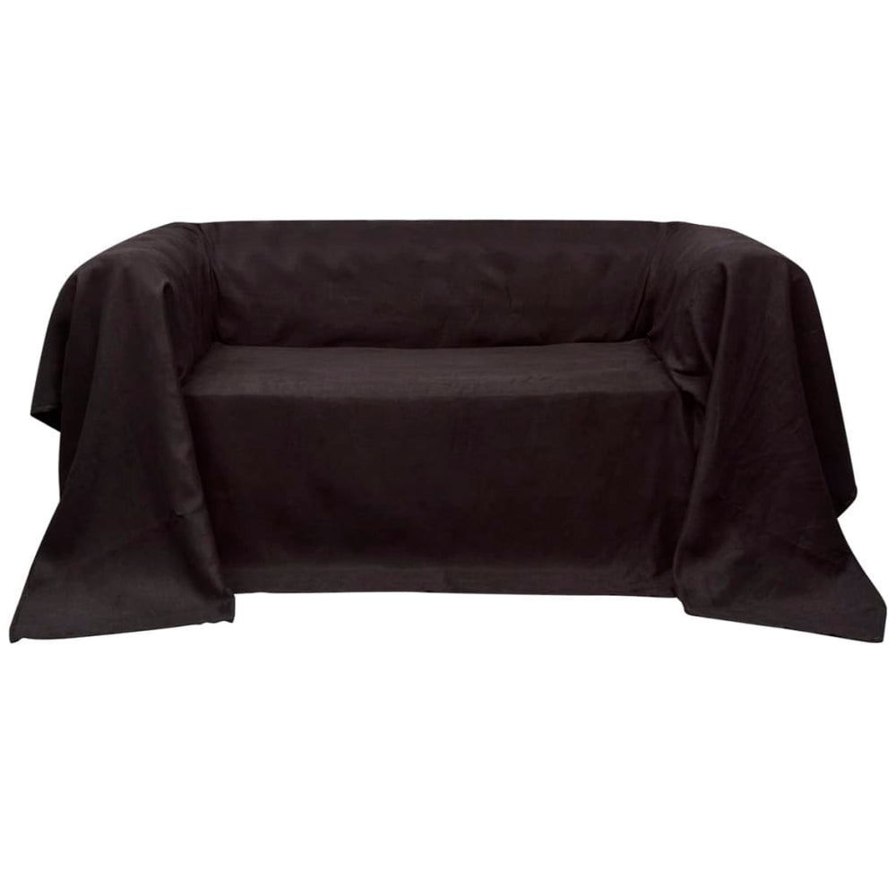 Micro-Suede Sofa Throw Bedspread Brown 270 x 350 cm