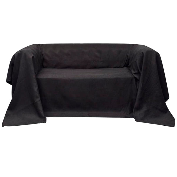 Micro-Suede Sofa Throw Bedspread Anthracite 270 x 350 cm