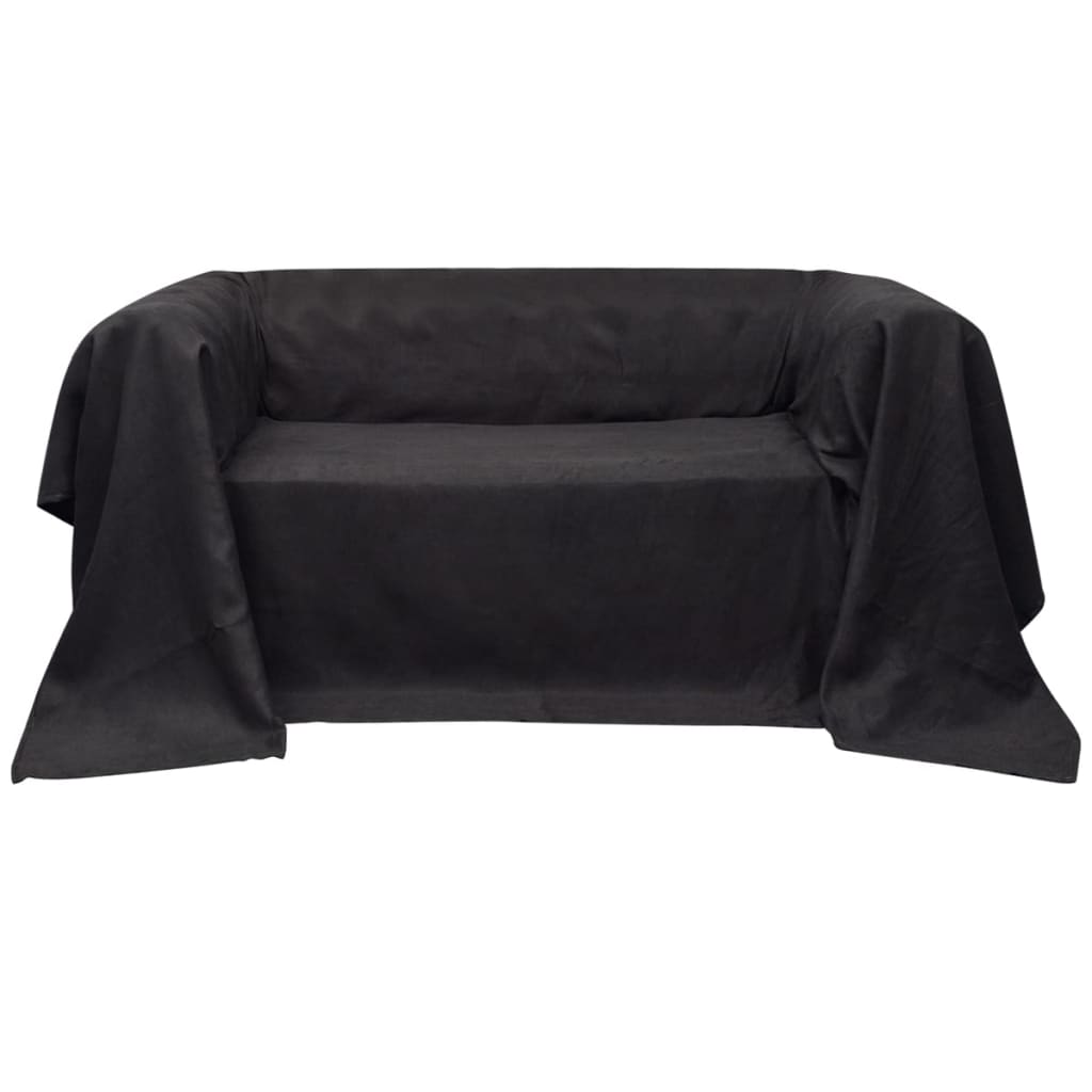 Micro-Suede Sofa Throw Bedspread Anthracite 270 x 350 cm