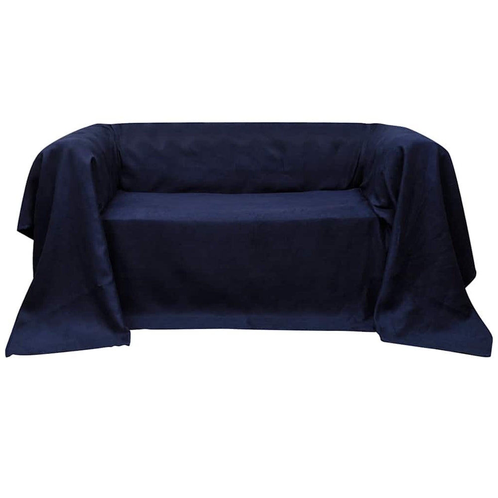 Micro-Suede Sofa Throw Bedspread Navy Blue 210 x 280 cm