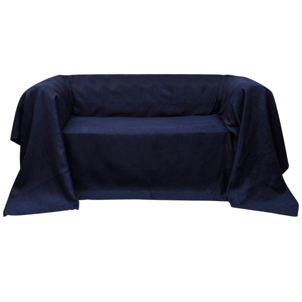 Micro-Suede Sofa Throw Blanket Daybed Cover Navy Blue 270 x 350 cm