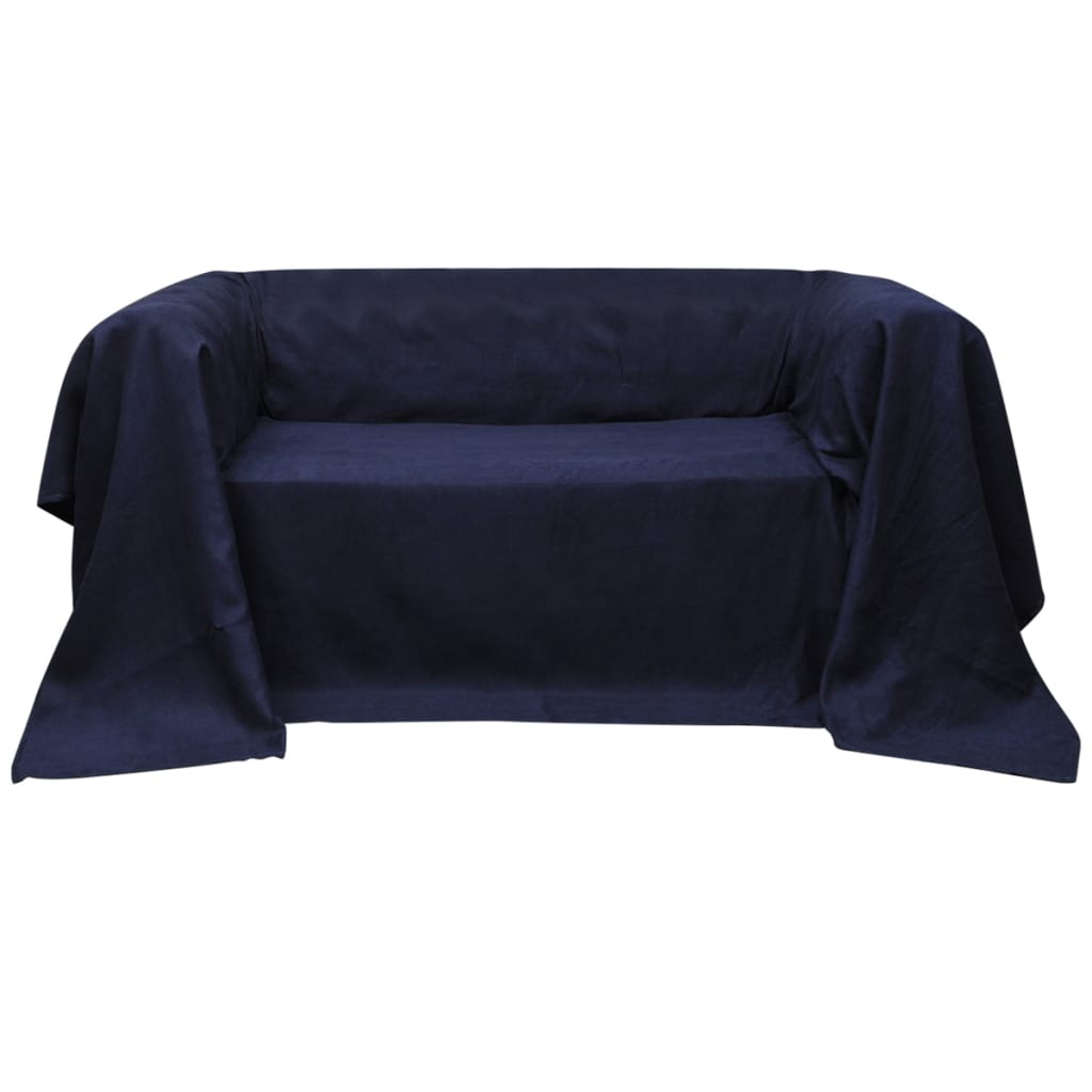 Micro-Suede Sofa Throw Blanket Daybed Cover Navy Blue 270 x 350 cm