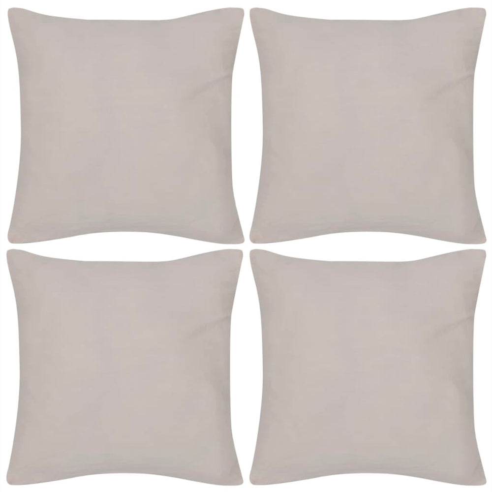 4 beige cotton cushion covers 40 x 40 cm