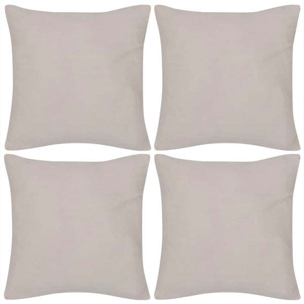 4 beige cotton cushion covers 40 x 40 cm