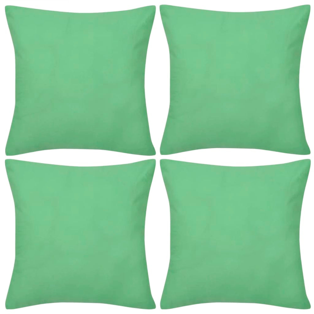 4 apple-green cotton pillowcases 40 x 40 cm