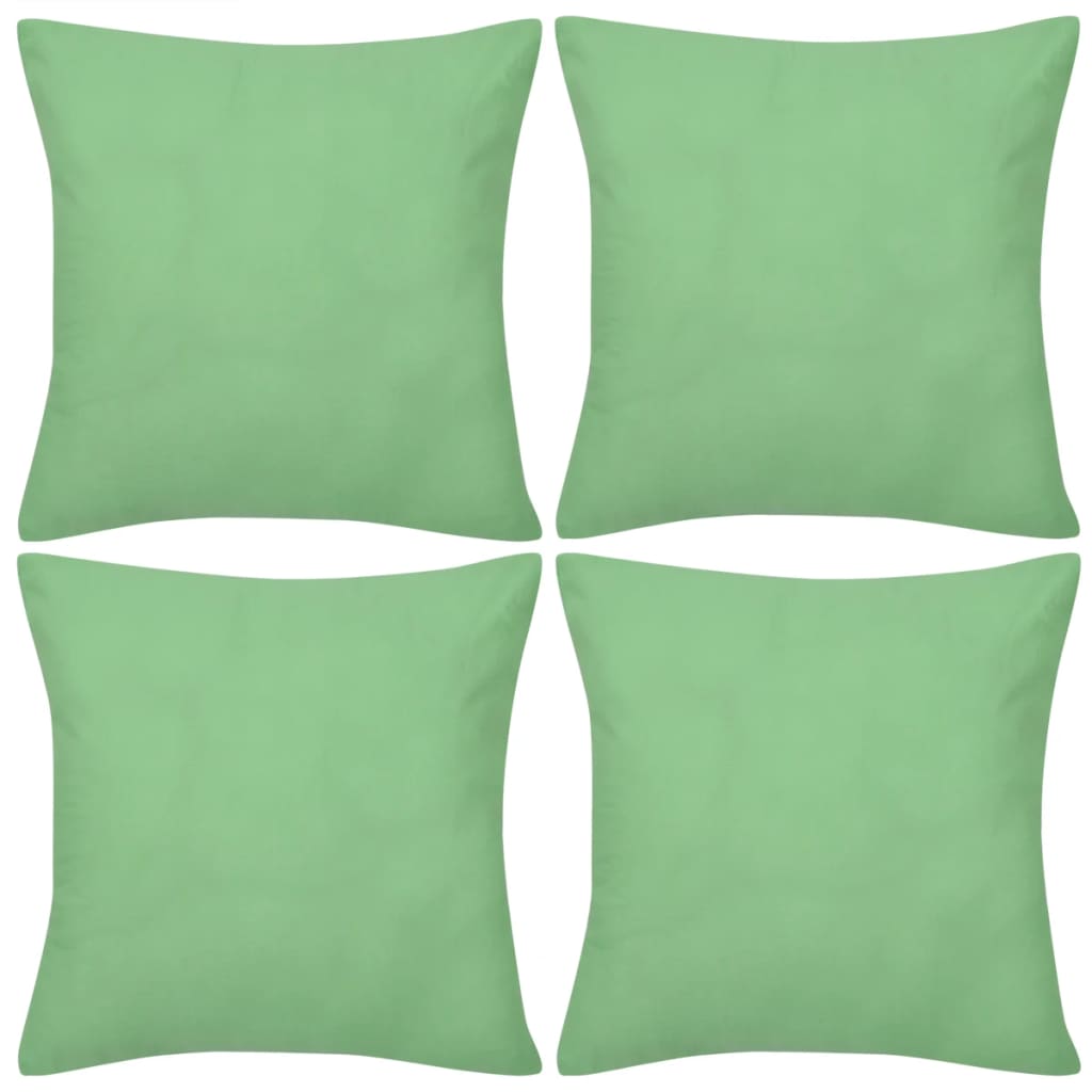 4 apple-green cotton pillowcases 40 x 40 cm