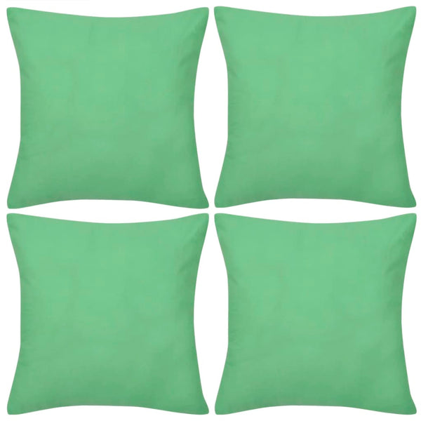 4 apple-green cotton pillowcases 40 x 40 cm
