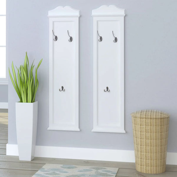 vidaXL Coat Rack Panel 2 pcs White
