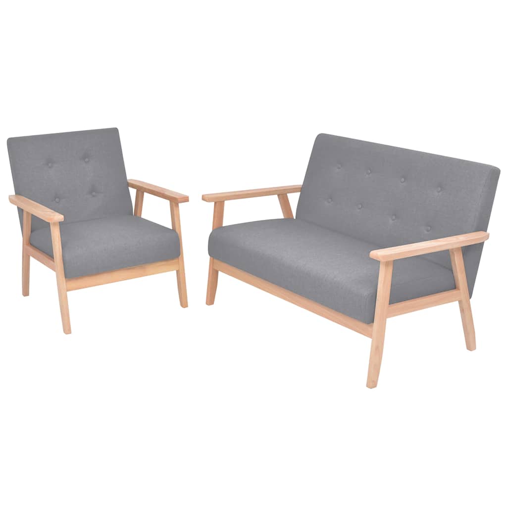 vidaXL 2-Piece Sofa Set Fabric Light Grey