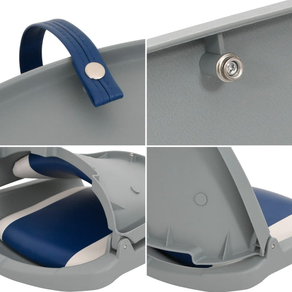 vidaXL 2-Piece Foldable Boat Seat Set with Cushion in Blue and White