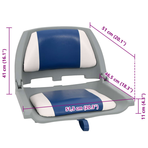 vidaXL 2-Piece Foldable Boat Seat Set with Cushion in Blue and White