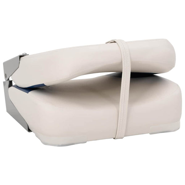 vidaXL Foldable Boat Seat 1 Set with Cushion in Blue and White