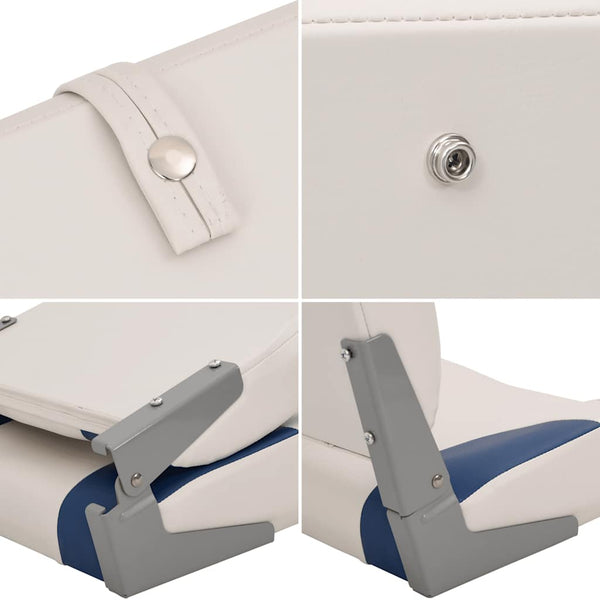 vidaXL Foldable Boat Seat 1 Set with Cushion in Blue and White