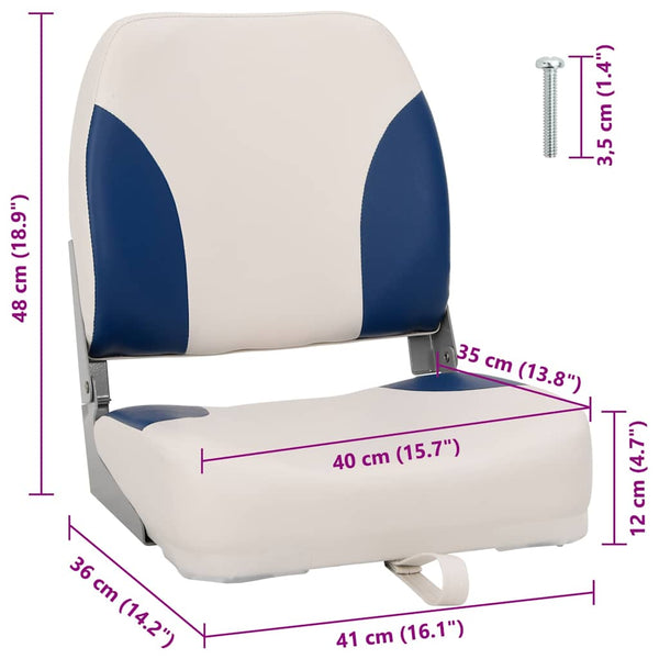 vidaXL Foldable Boat Seat 1 Set with Cushion in Blue and White