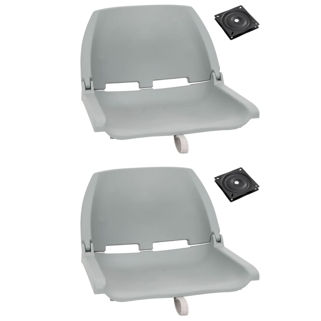 vidaXL 4-Piece Foldable Boat Seat Set Grey