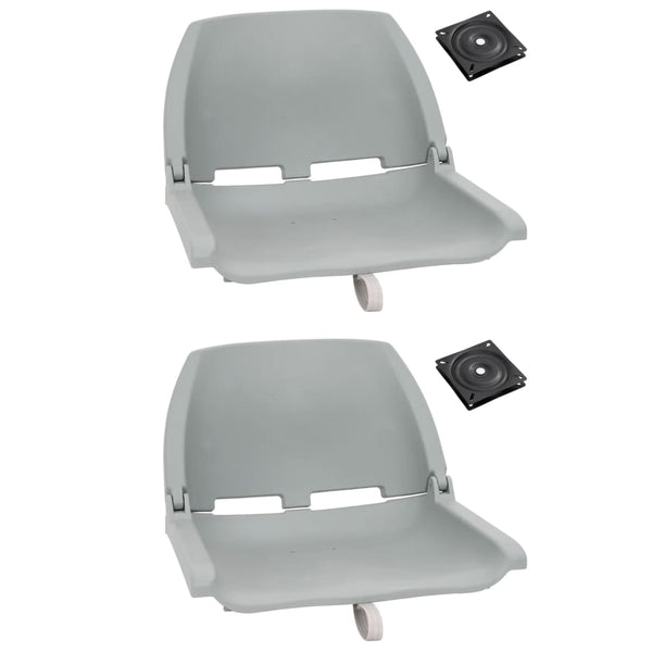 vidaXL 4-Piece Foldable Boat Seat Set Grey