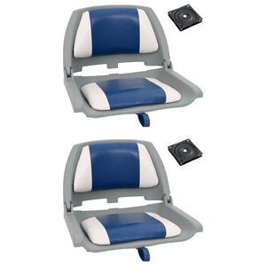 vidaXL 4-Piece Foldable Boat Seat Set with Cushions in Blue and White