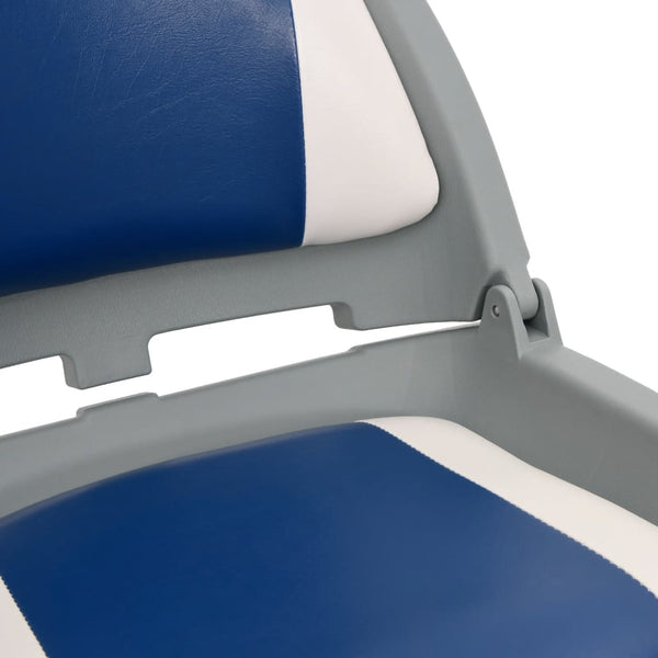 vidaXL 4-Piece Foldable Boat Seat Set with Cushions in Blue and White