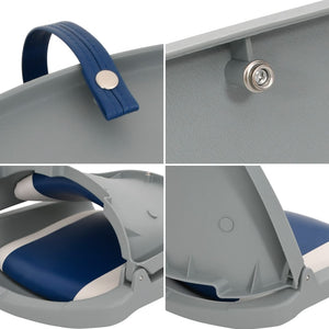 vidaXL 4-Piece Foldable Boat Seat Set with Cushions in Blue and White