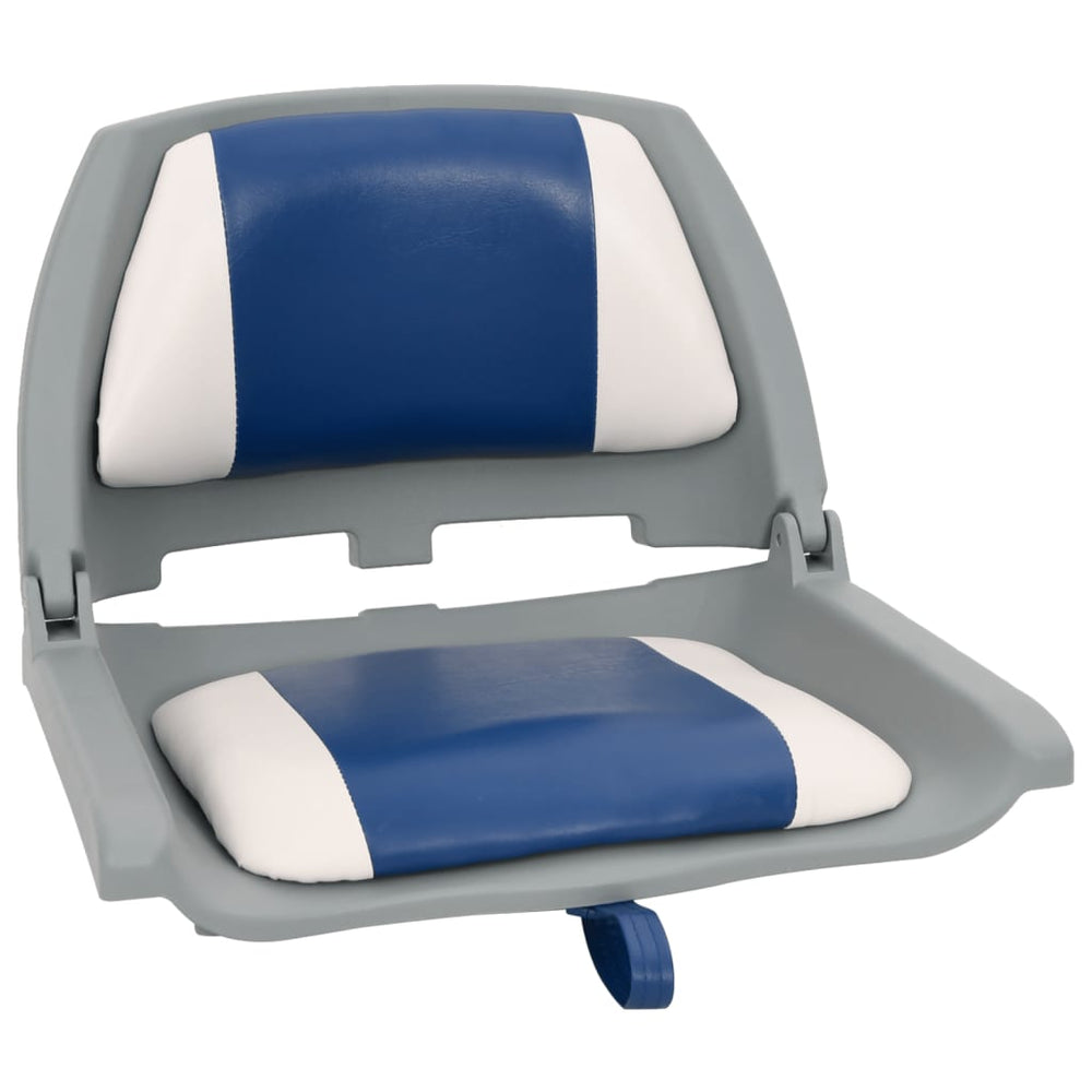 vidaXL 4-Piece Foldable Boat Seat Set with Cushions in Blue and White
