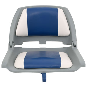 vidaXL 4-Piece Foldable Boat Seat Set with Cushions in Blue and White