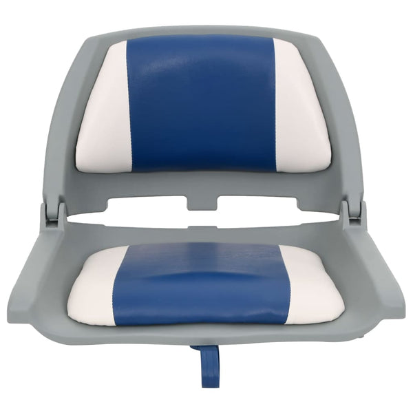 vidaXL 4-Piece Foldable Boat Seat Set with Cushions in Blue and White