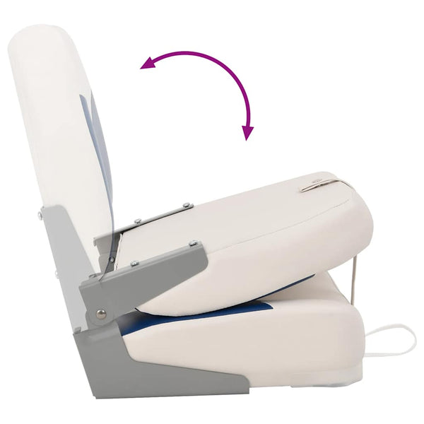 vidaXL Foldable Boat Seat Set of 2 with Upholstery in Blue and White