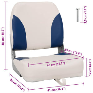 vidaXL Foldable Boat Seat Set of 2 with Upholstery in Blue and White