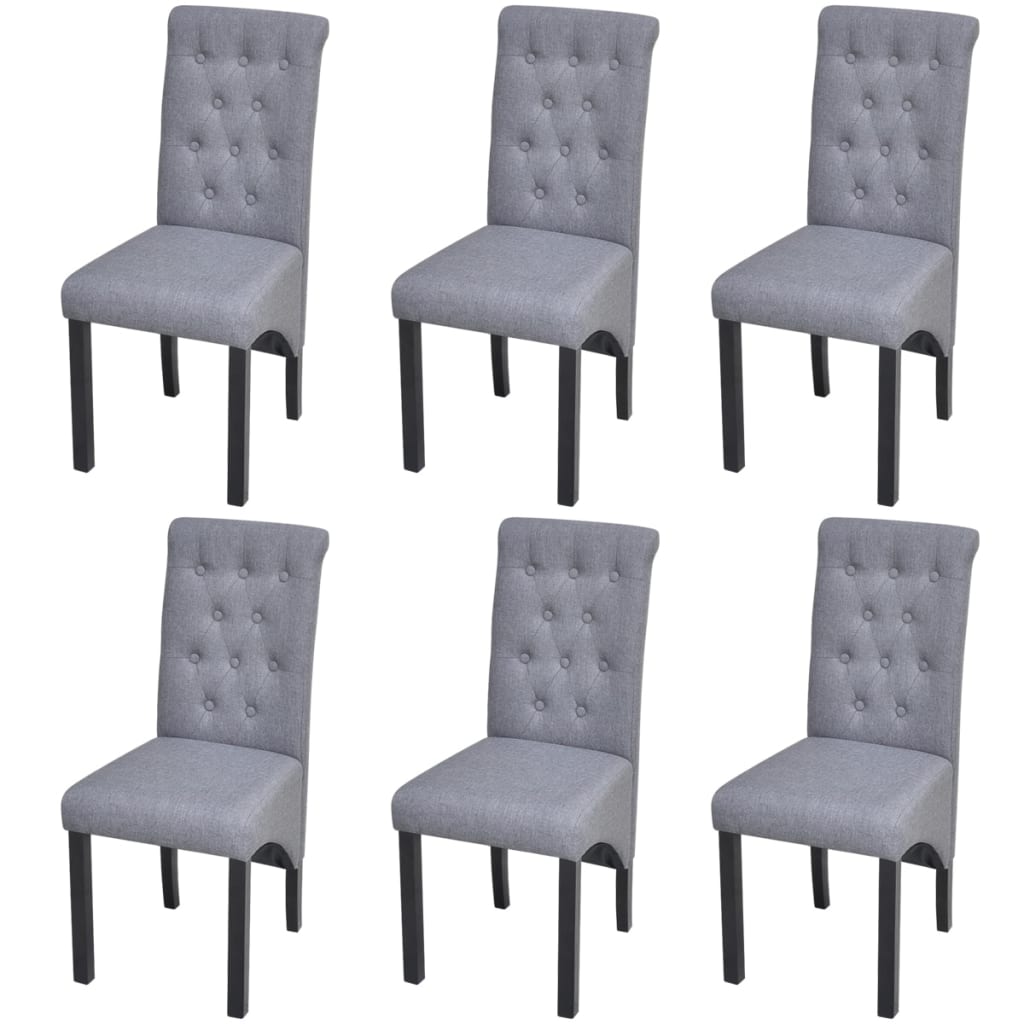 vidaXL Dining Chairs 6 pcs Light Grey Fabric