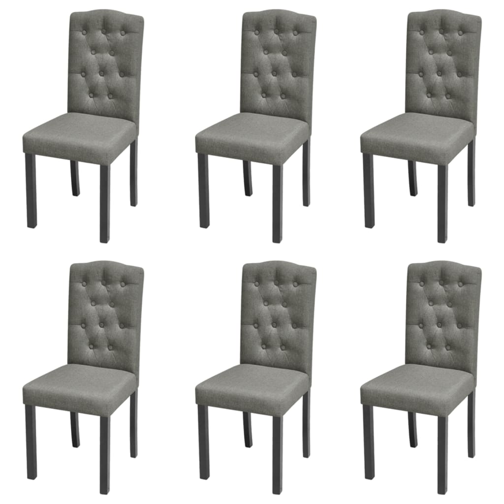 vidaXL Dining Chairs 6 pcs Grey Fabric