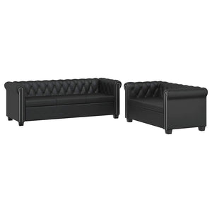 vidaXL Chesterfield Sofas 2-Seater and 3-Seater Faux Leather Black