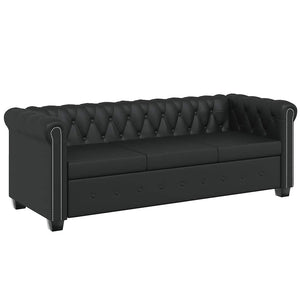 vidaXL Chesterfield Sofas 2-Seater and 3-Seater Faux Leather Black