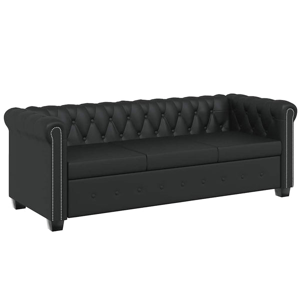 vidaXL Chesterfield Sofas 2-Seater and 3-Seater Faux Leather Black