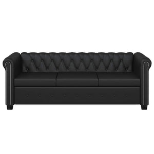 vidaXL Chesterfield Sofas 2-Seater and 3-Seater Faux Leather Black