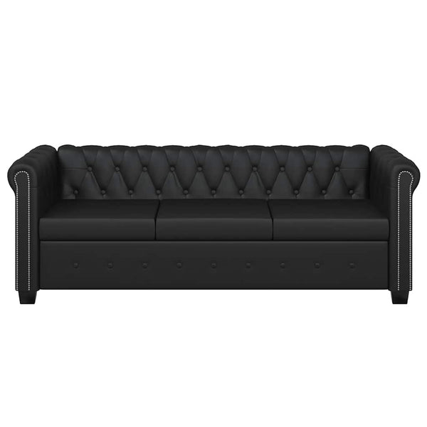 vidaXL Chesterfield Sofas 2-Seater and 3-Seater Faux Leather Black