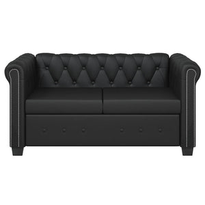 vidaXL Chesterfield Sofas 2-Seater and 3-Seater Faux Leather Black