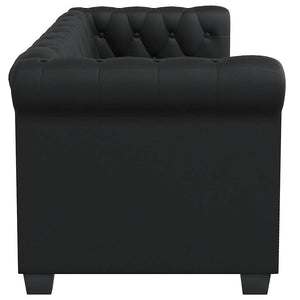 vidaXL Chesterfield Sofas 2-Seater and 3-Seater Faux Leather Black