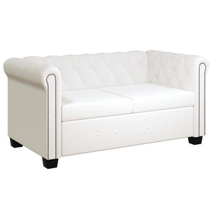 vidaXL Chesterfield 2-Seater and 3-Seater Artificial Leather Sofas White
