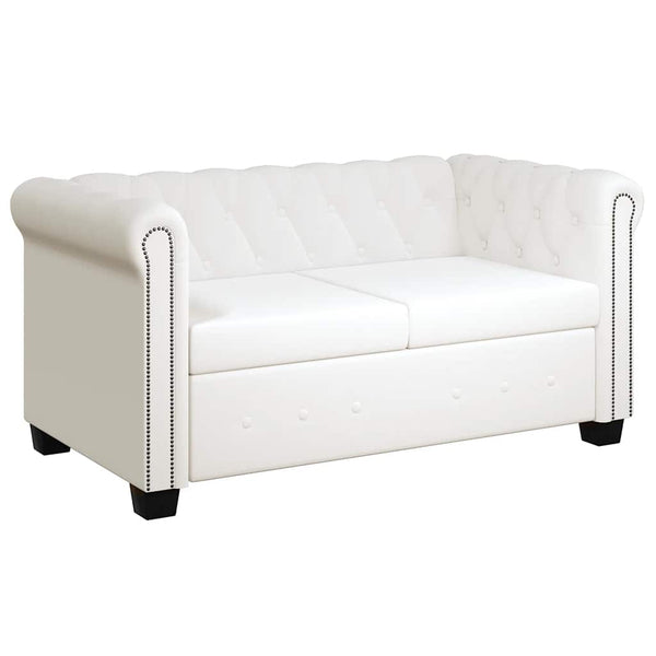 vidaXL Chesterfield 2-Seater and 3-Seater Artificial Leather Sofas White