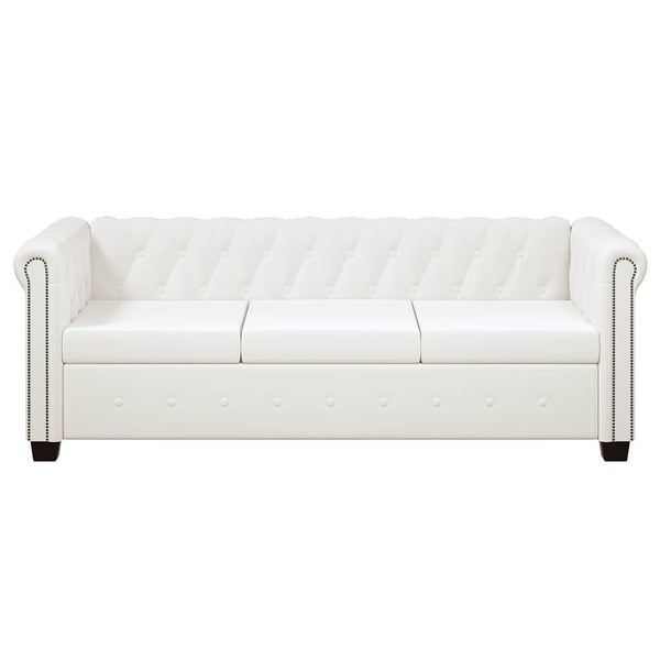 vidaXL Chesterfield 2-Seater and 3-Seater Artificial Leather Sofas White