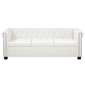 vidaXL Chesterfield 2-Seater and 3-Seater Artificial Leather Sofas White