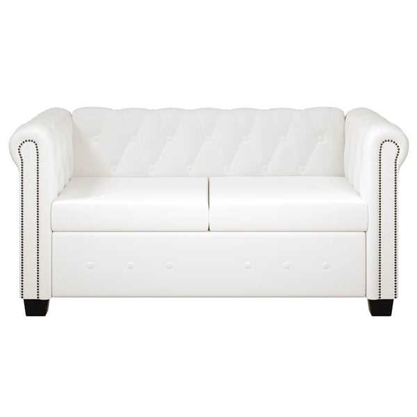 vidaXL Chesterfield 2-Seater and 3-Seater Artificial Leather Sofas White