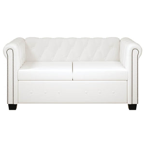 vidaXL Chesterfield 2-Seater and 3-Seater Artificial Leather Sofas White