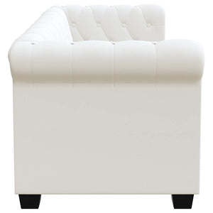 vidaXL Chesterfield 2-Seater and 3-Seater Artificial Leather Sofas White