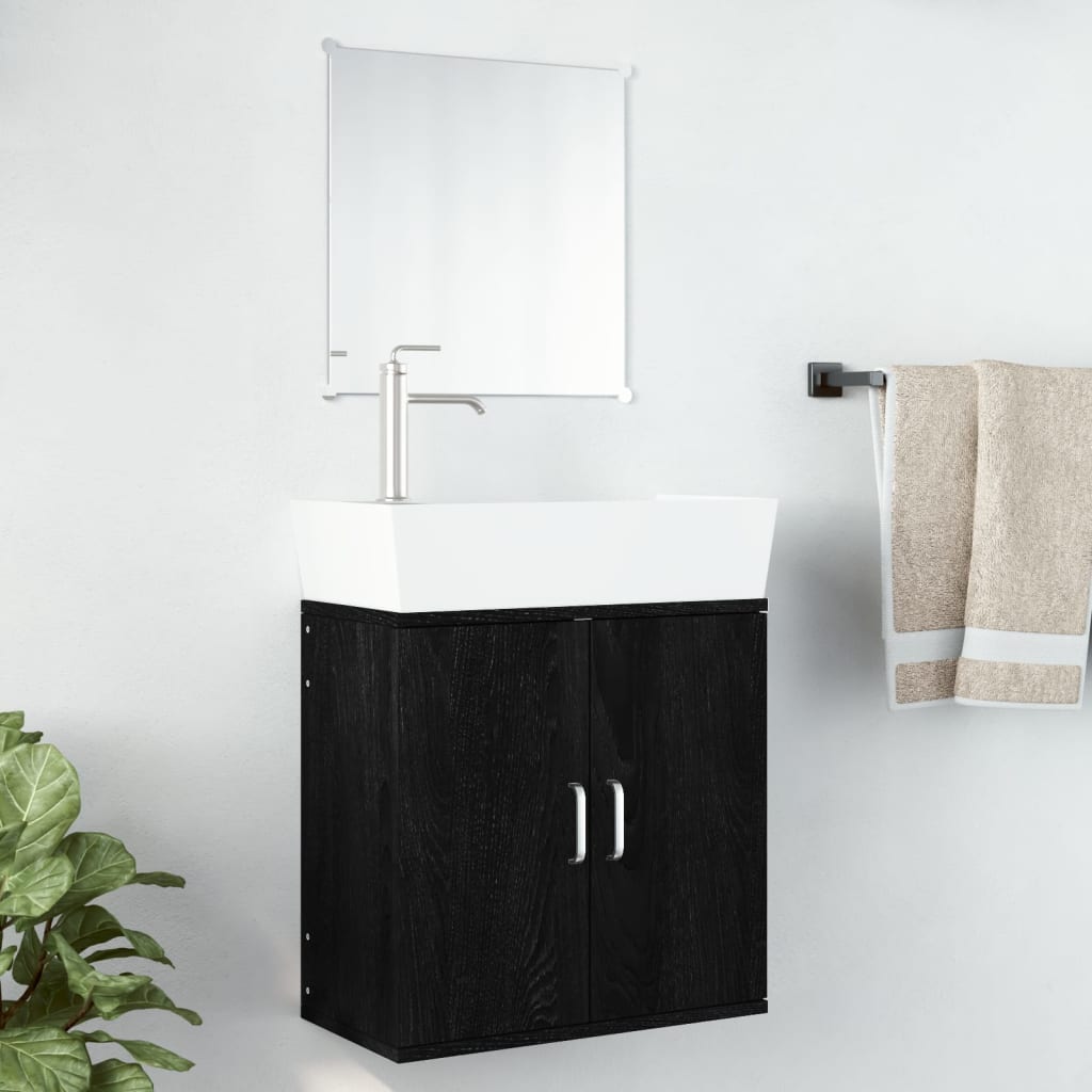 vidaXL 2-Piece Bathroom Furniture Set Black Engineered Wood