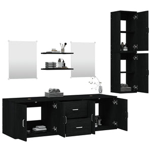vidaXL 7-Piece Bathroom Furniture Set Black Engineered Wood