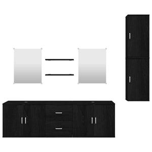vidaXL 7-Piece Bathroom Furniture Set Black Engineered Wood