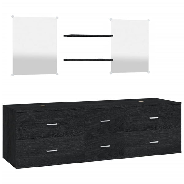vidaXL 5-Piece Bathroom Furniture Set Black Engineered Wood