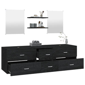 vidaXL 5-Piece Bathroom Furniture Set Black Engineered Wood