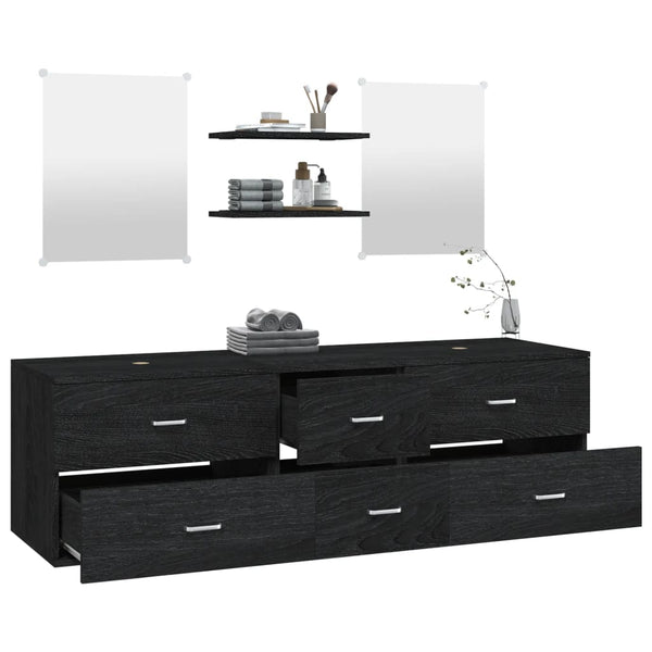 vidaXL 5-Piece Bathroom Furniture Set Black Engineered Wood